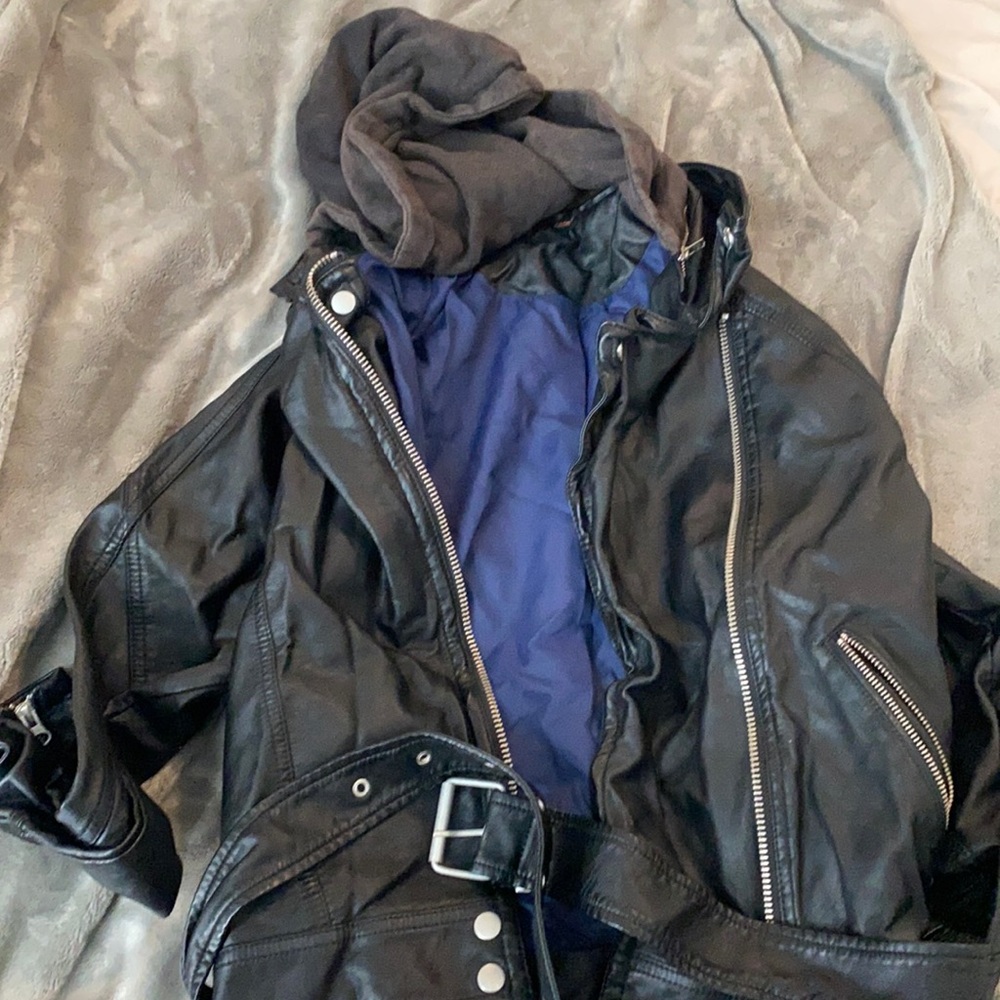 Free People Vegan Leather Jacket with Hood